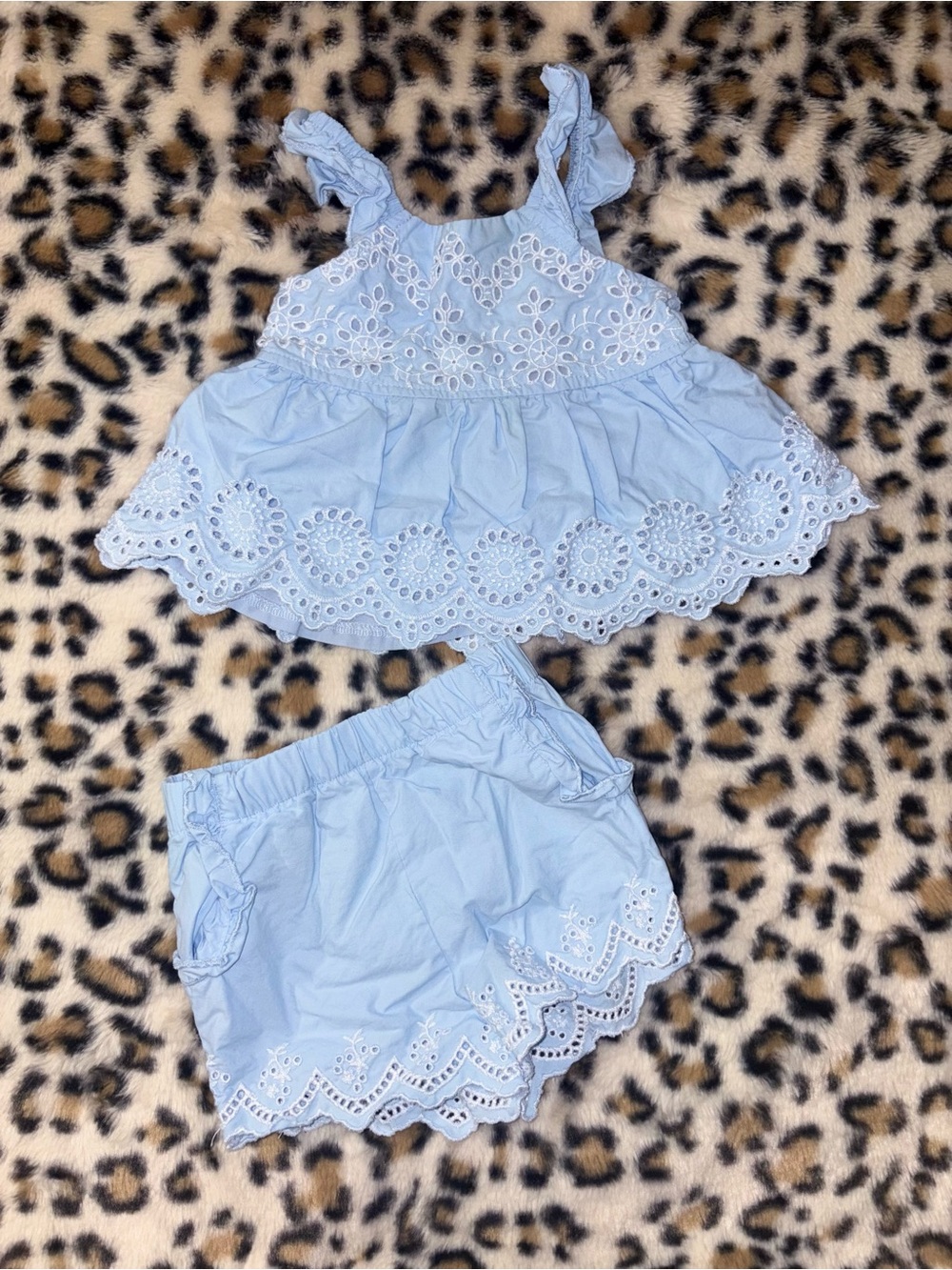 Paris Hilton Light Blue Eyelet Two-Piece Set